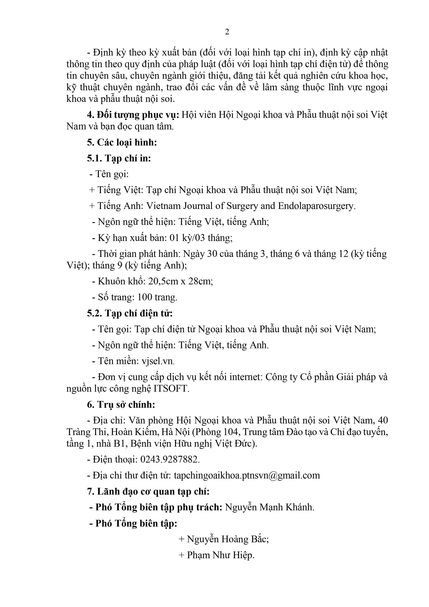 Giấy phép hoạt động tạp chí - trang 2